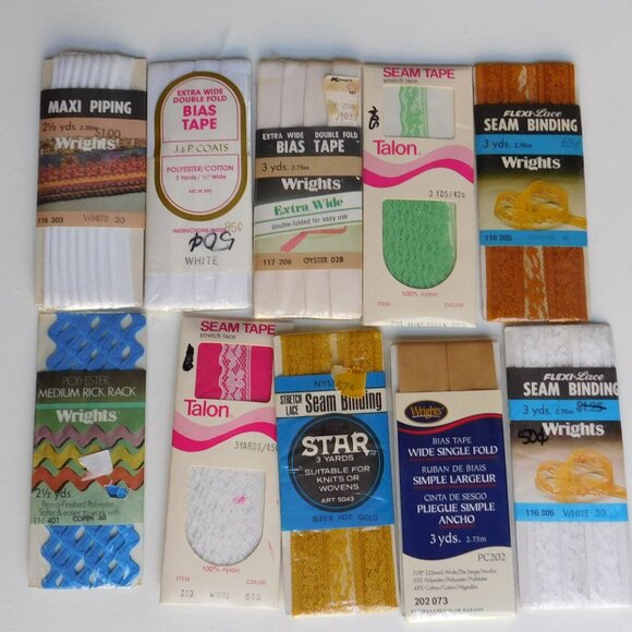 Lot Of Vintage Sewing Zippers, Trims, Hem Trim, Bias Tape Pin Cushion - Picture 5 of 10